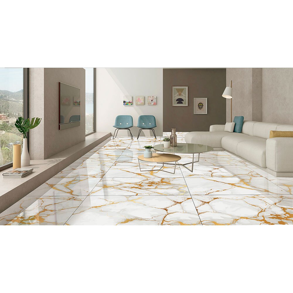 Gresie interior/exterior Carrara, marmura Multicolor lucios, 60 x 120 cm, 10 mm, 1.44 m2/cutie