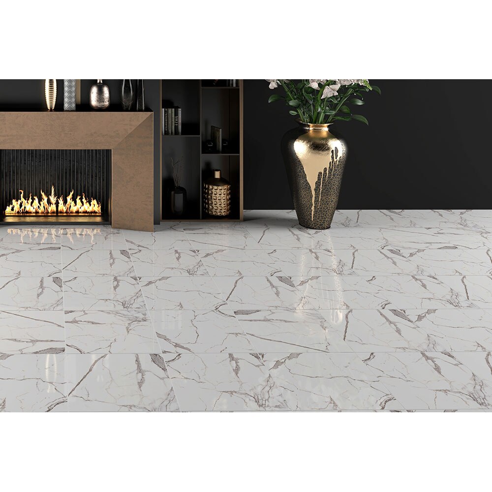 Gresie interior Arabella, marmura alb lucios, 60.5 x 60.5 cm, 10 mm, 1.465 m2/cutie