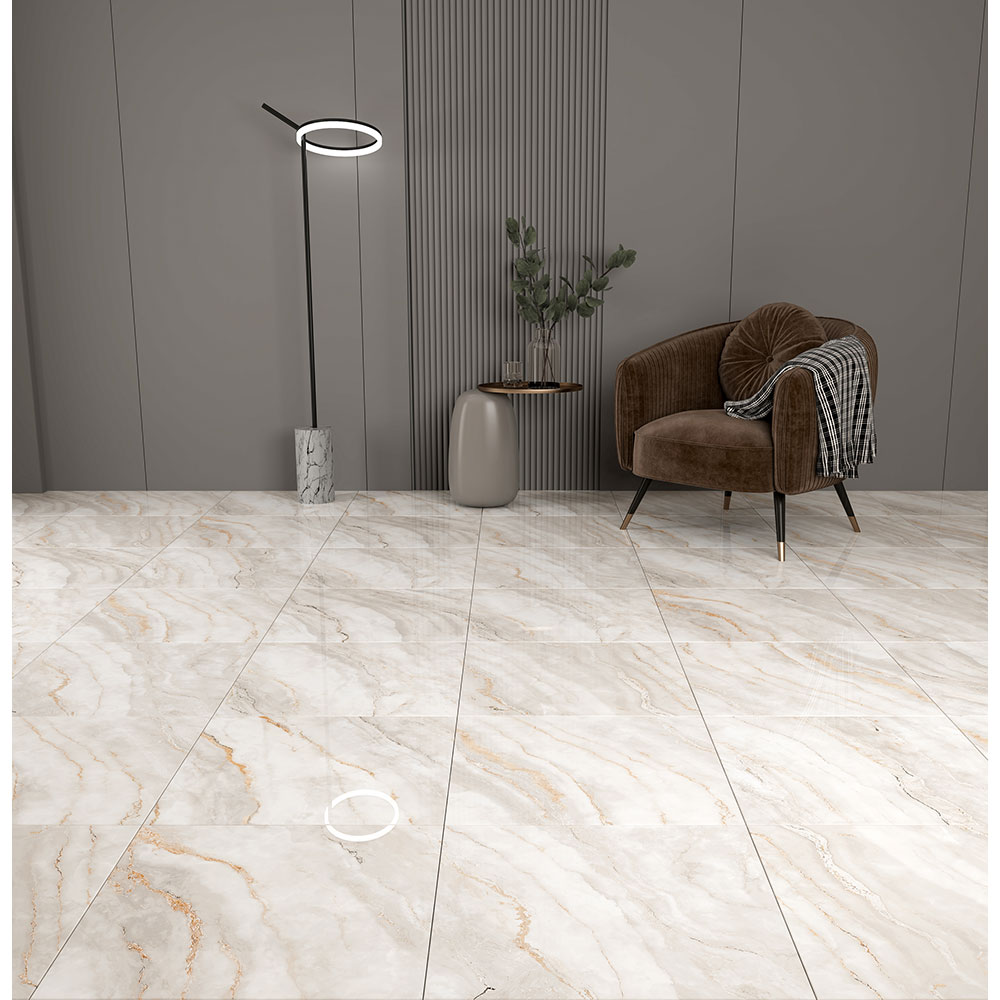 Gresie interior Onda, marmura bej lucios, 60.5 x 60.5 cm, 10 mm, 1.465 m2/cutie