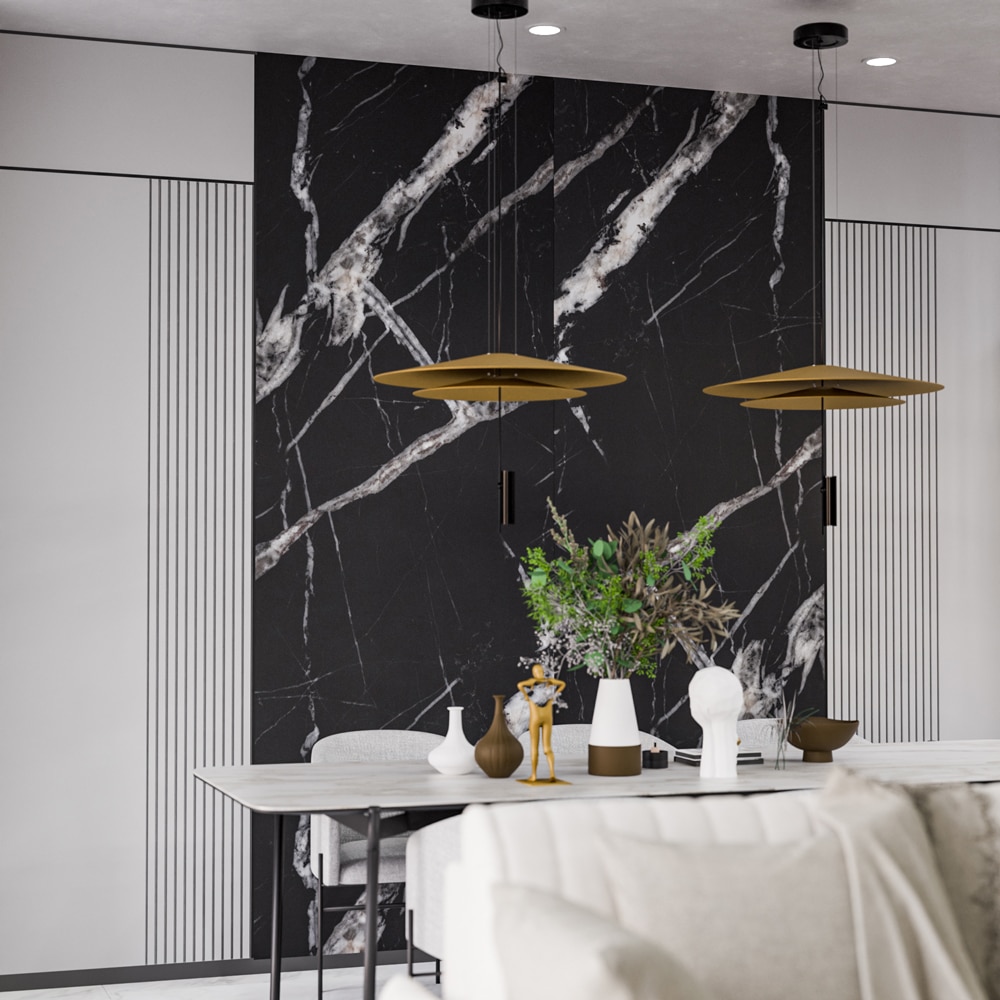 Panou decorativ perete, SPC, 280 x 96.5 cm, negru