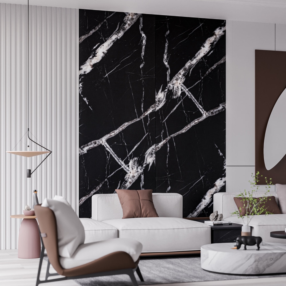 Panou decorativ perete, SPC, 280 x 96.5 cm, negru