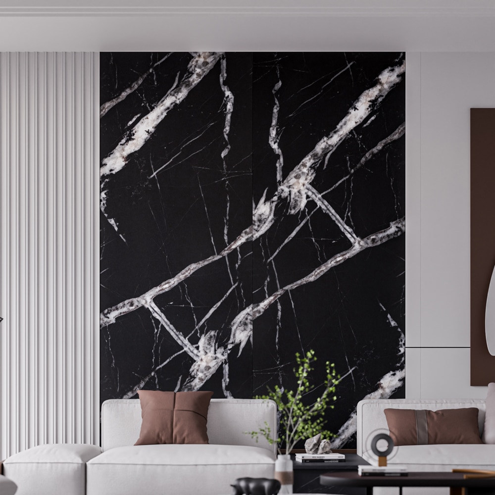 Panou decorativ perete, SPC, 280 x 96.5 cm, negru