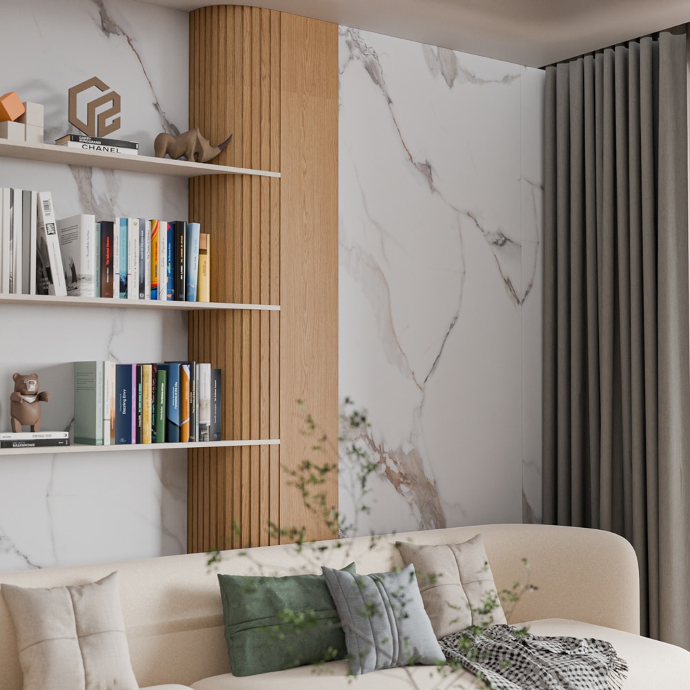 Panou decorativ perete Venezi, SPC, 280 x 96.5 cm, carrara