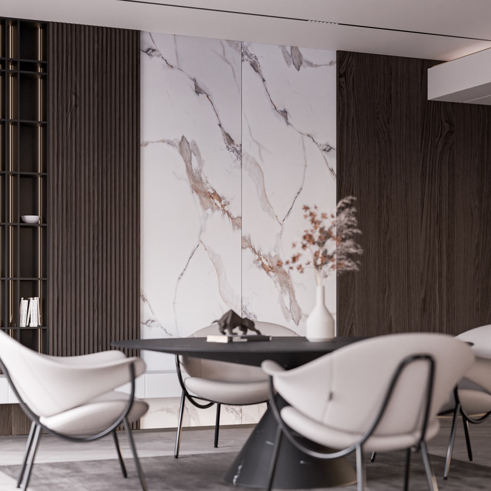 Panou decorativ perete Venezi, SPC, 280 x 96.5 cm, carrara