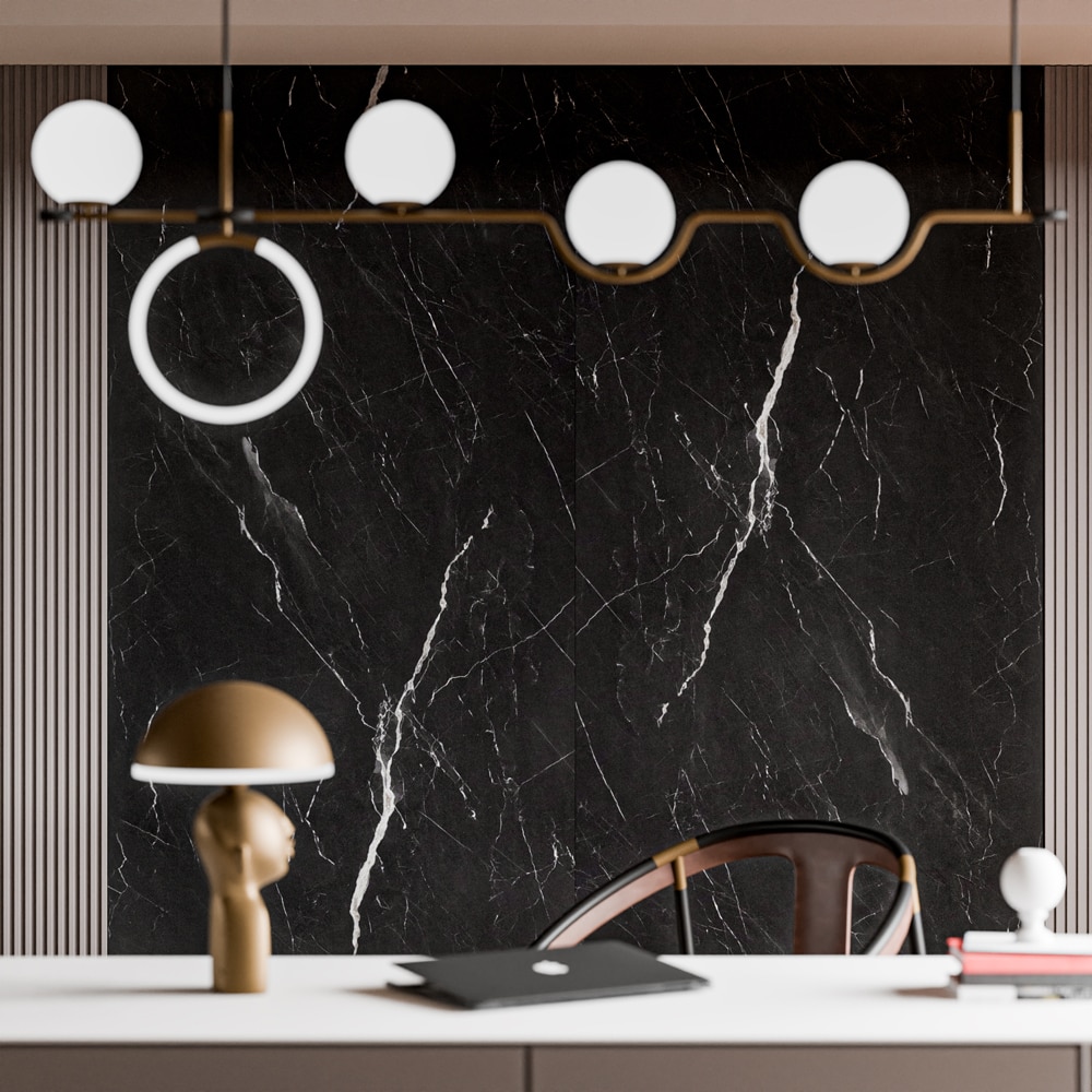 Panou decorativ perete Palermao, SPC, 280 x 96.5 cm, negru