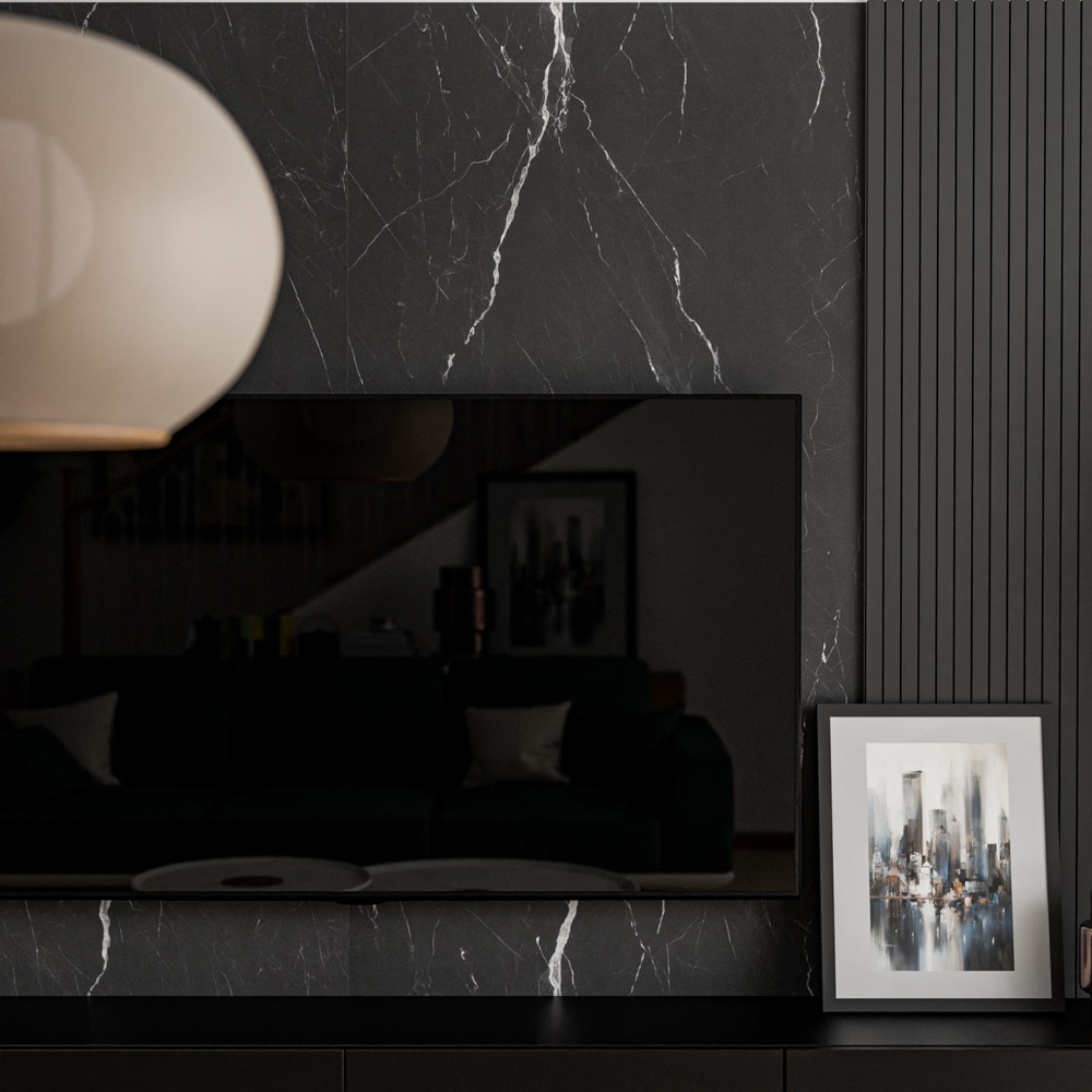 Panou decorativ perete Palermao, SPC, 280 x 96.5 cm, negru