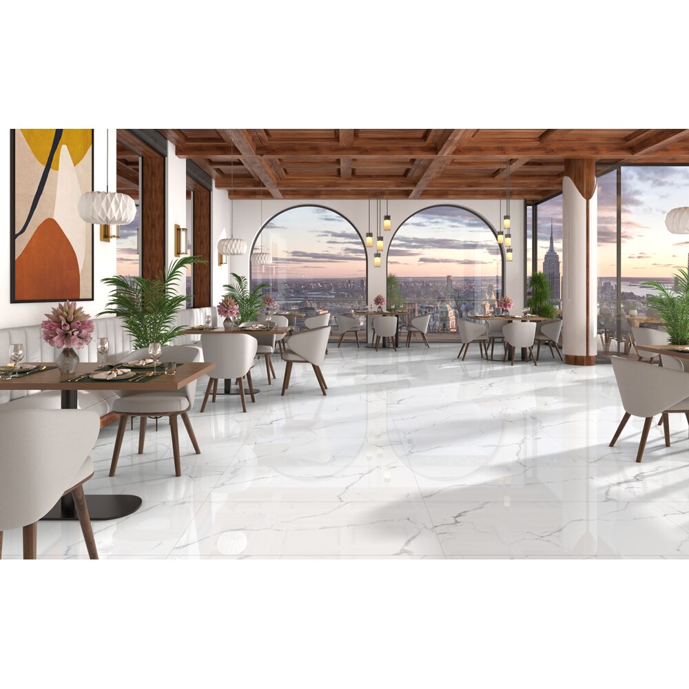 Gresie interior/exterior Opulent White, alb, lucioasa, 60 x 120 cm, 2.16 mp/cutie, PEI 3