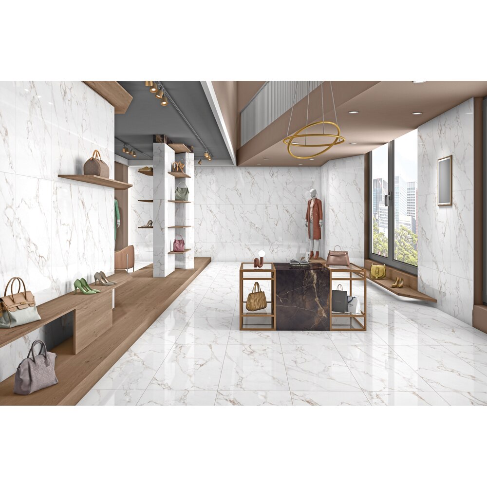Gresie interior/exterior Solomon White, alb, lucioasa, 60 x 120 cm, 2.16 mp/cutie, PEI 3