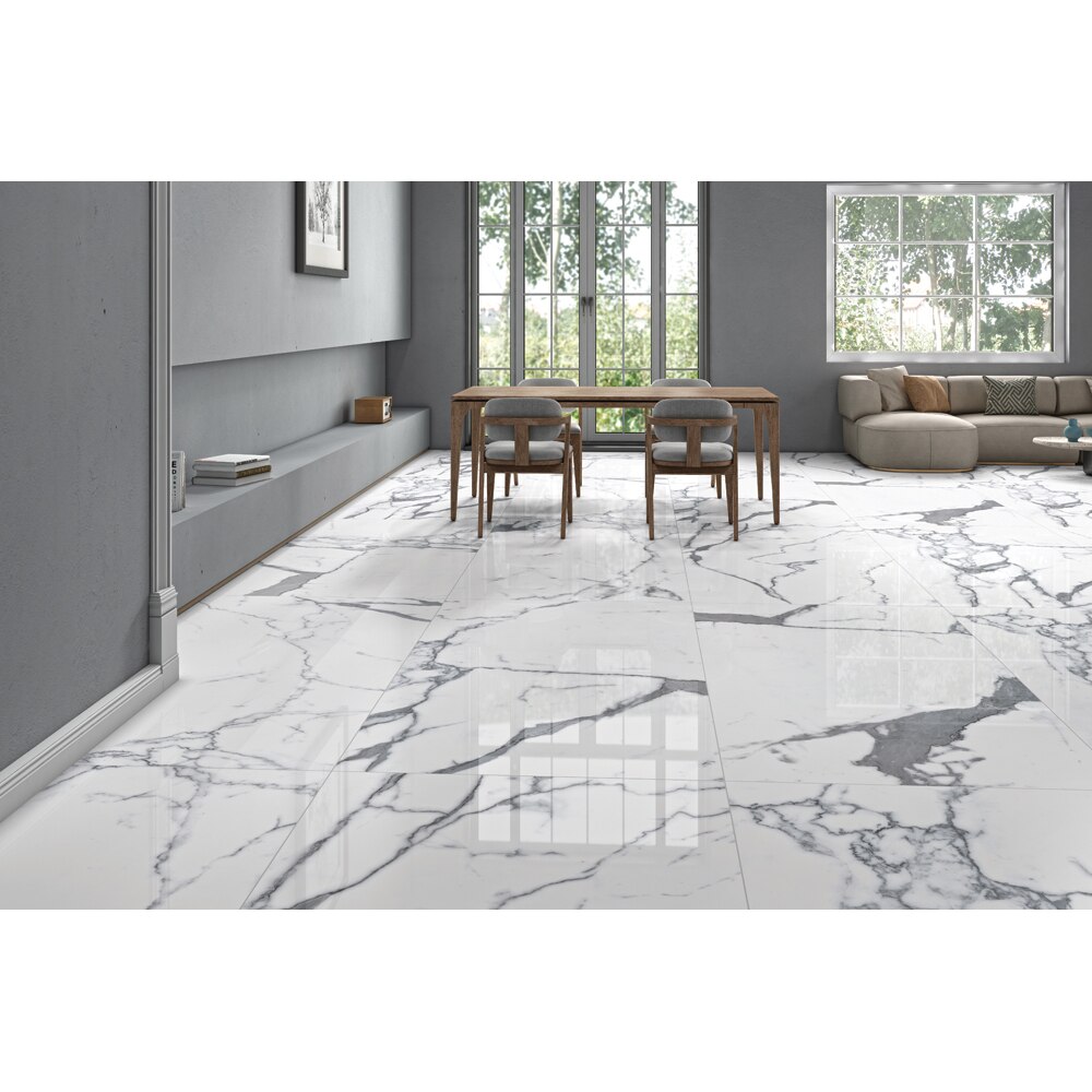 Gresie interior/exterior Heroical White, alb, lucioasa, 60 x 120 cm, 2.16 mp/cutie, PEI 3