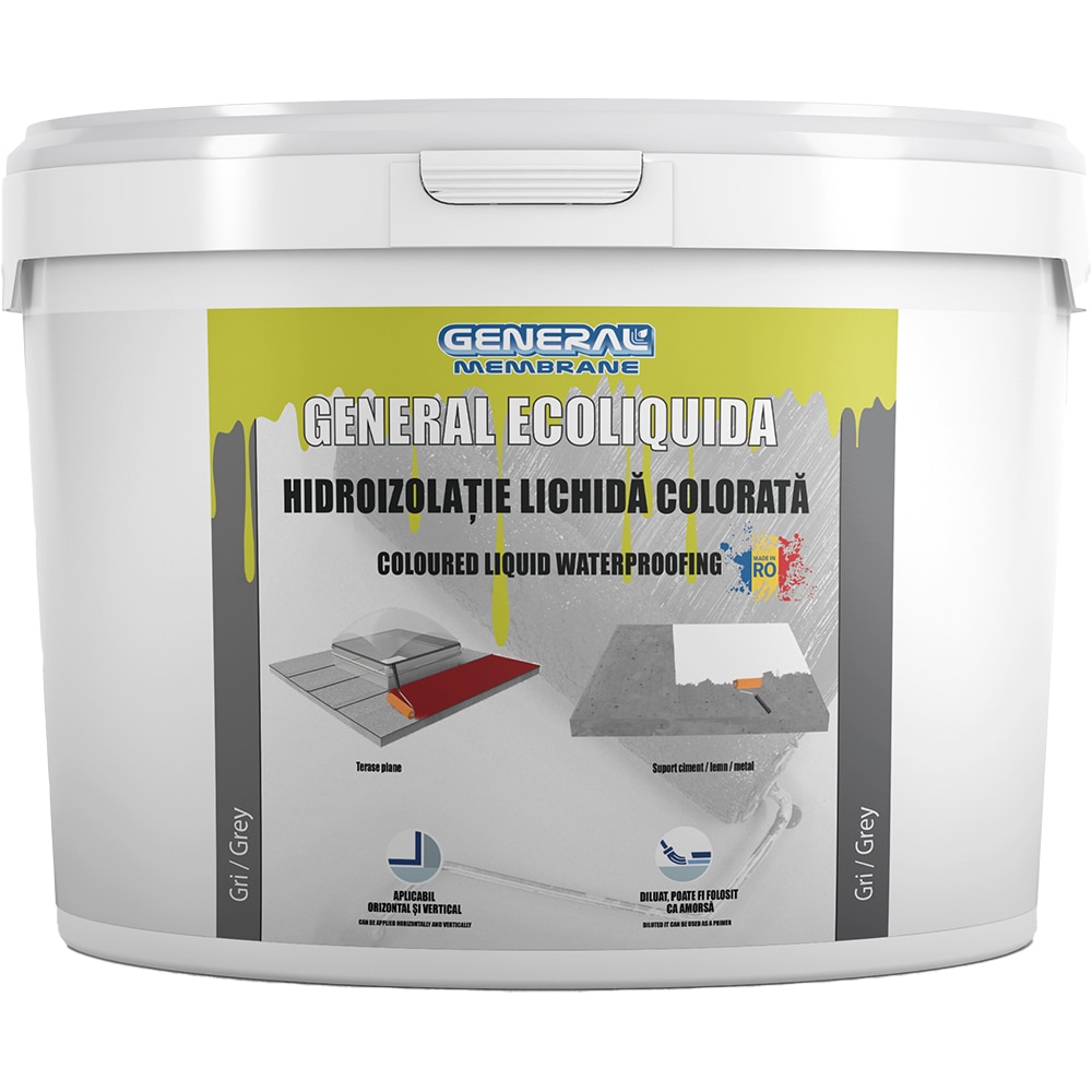 Hidroizolatie lichida colorata General Ecoliquida, gri, 20 Kg