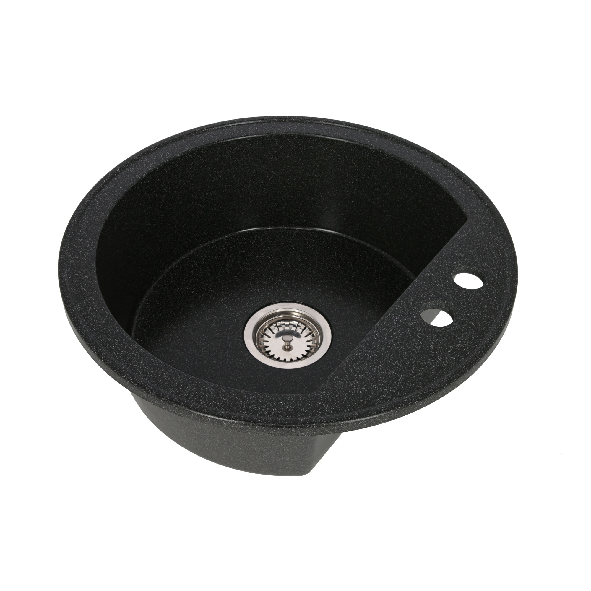 Chiuveta bucatarie granit, reversibila, 51 cm diametru, adancime 18 cm, negru Serstill