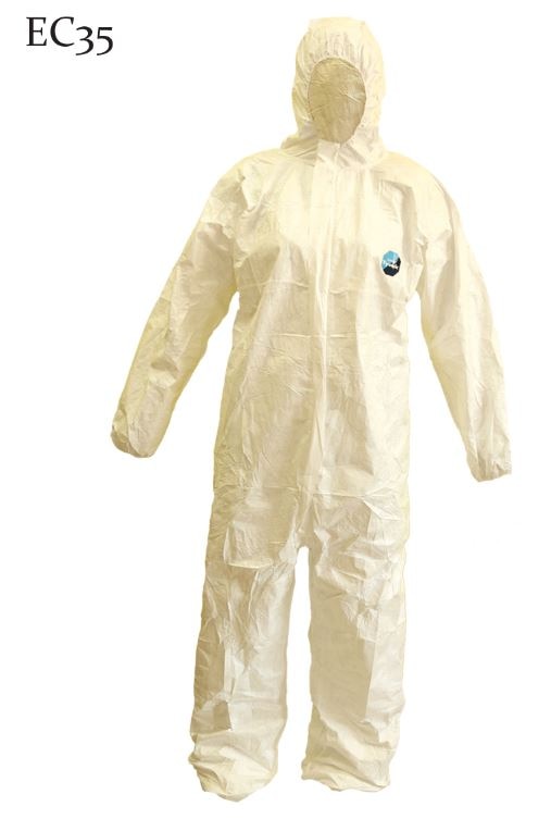 Combinezon din polipropilena si elastic, marime S-3XL, gri si alb 