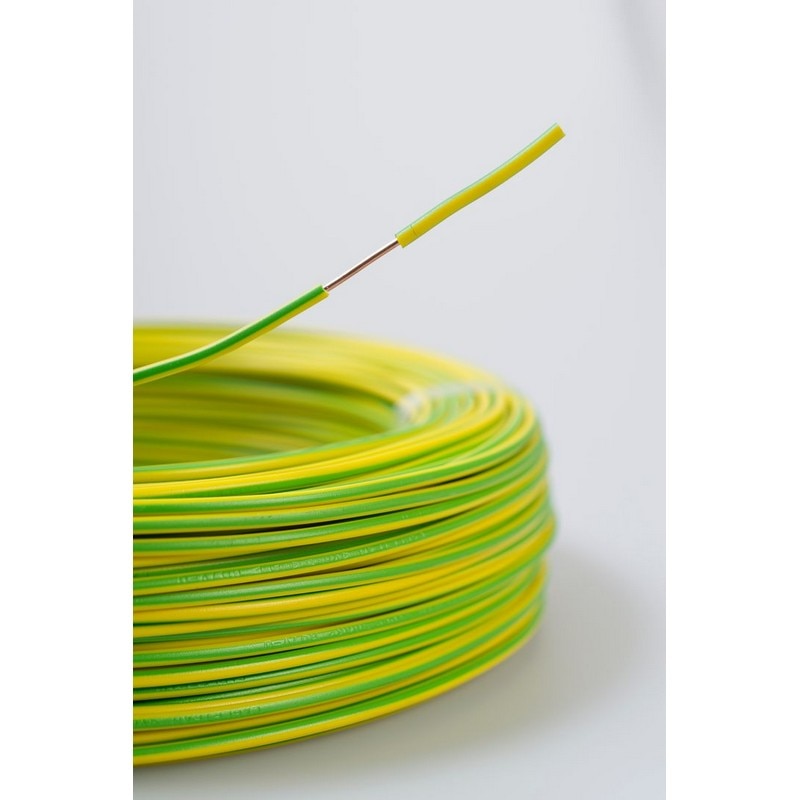 Cablu electric FY, 1 x 1,5  mmp, cupru rigid, verde galben, rola 100 m