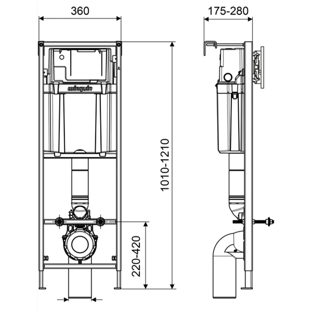 Set vas WC si rezervor incastrat WIRQUIN, montaj suspendat, evacuare orizontala, ceramica, 6l, alb