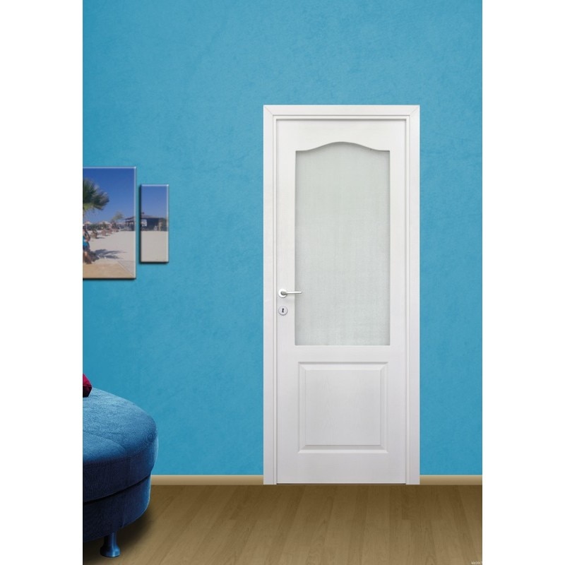 Usa de interior cu geam, alb, reversibila, mdf, 203 x 88 cm, toc inclus  Anatolia