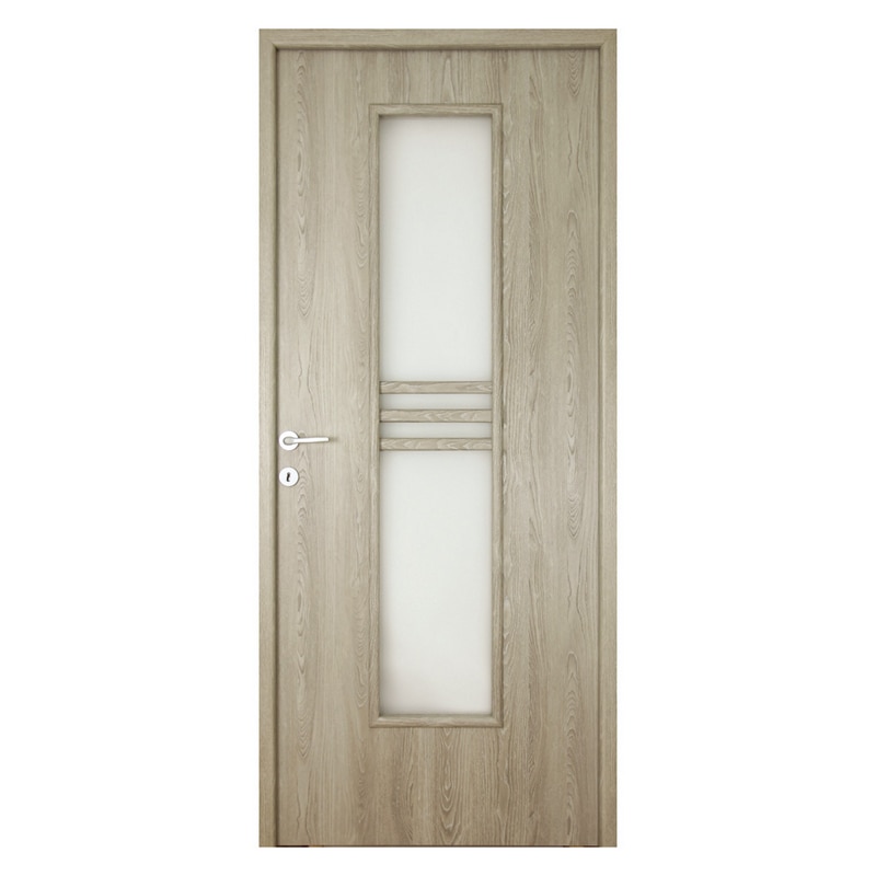 Usa interior Karpat, cu geam, reversibila, MDF, 78 x 203 cm, gri