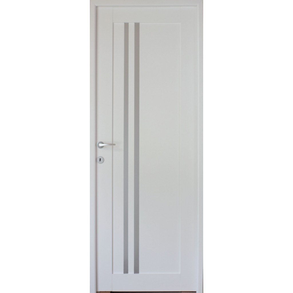 Usa de interior cu geam, alb, reversibila, mdf, 203 x 88 cm, toc inclus  Della