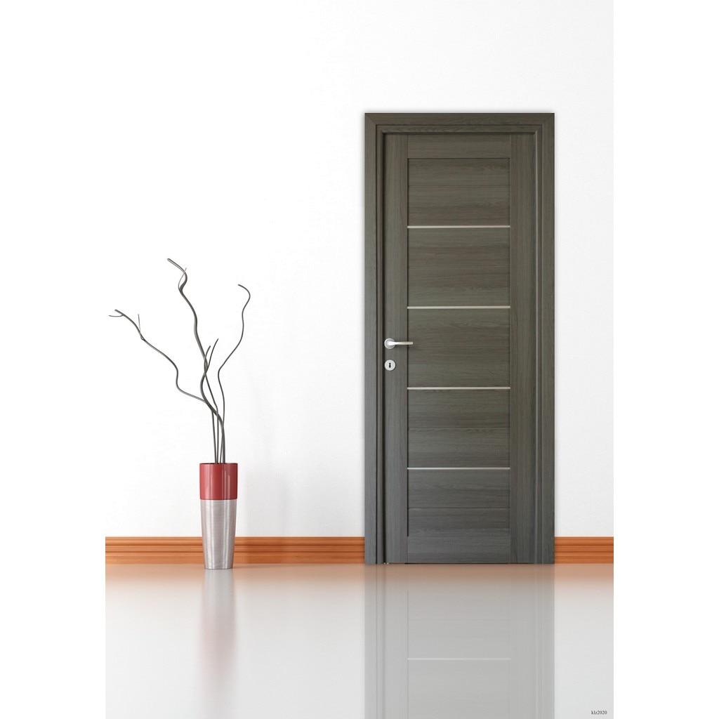 Usa de interior cu geam, antracit, reversibila, mdf, 203 x 88 cm, toc inclus  Mirra