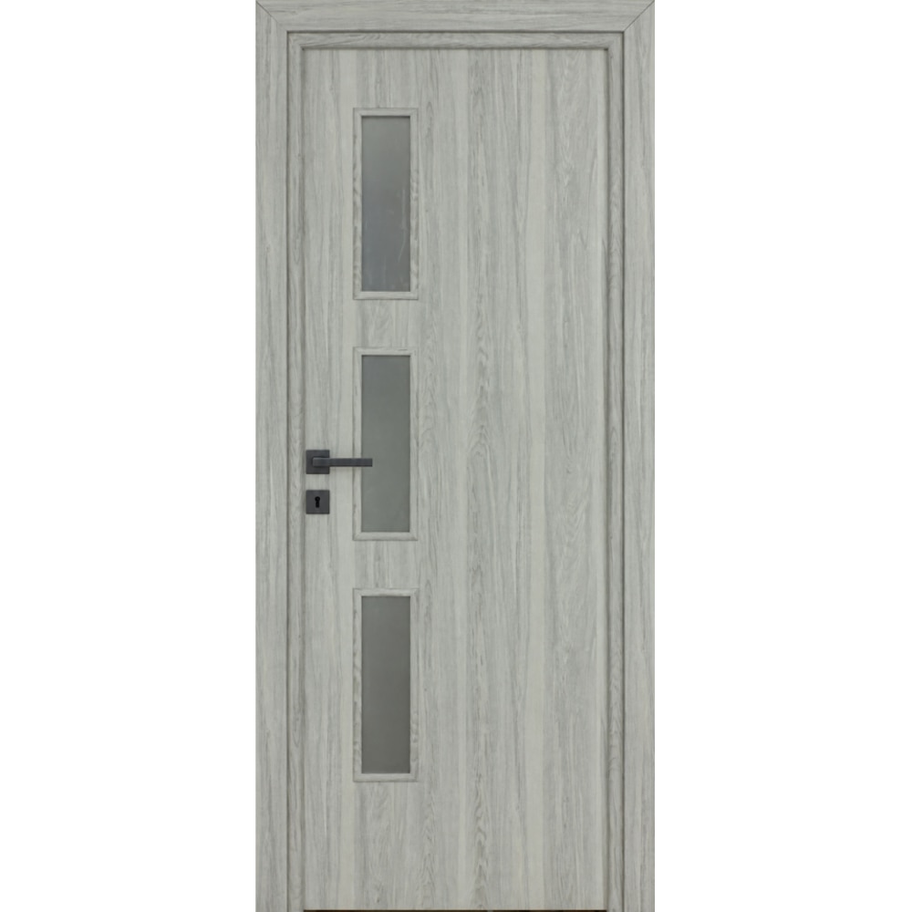 Usa interior Karpat Solo, cu geam, reversibila, MDF, 68 x 203 cm, gri deschis