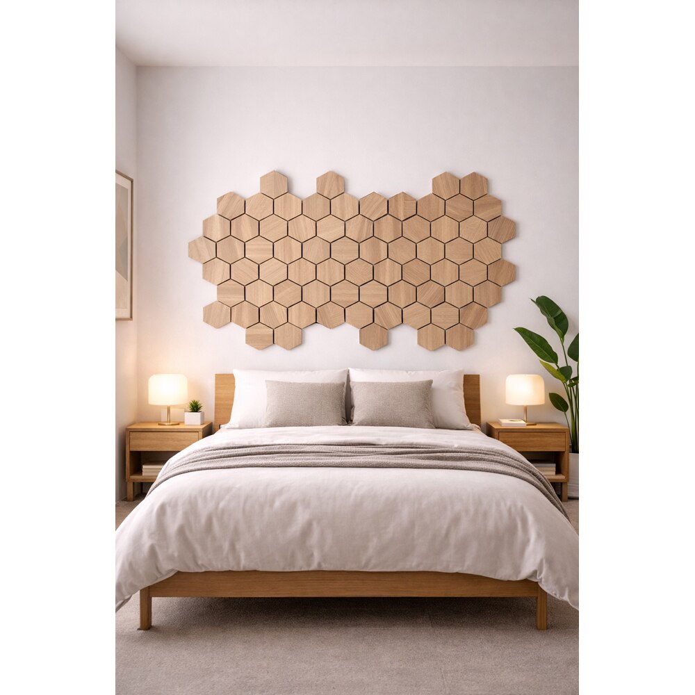 Set panou acustic VELTADOORS, 300 x 520 x 16 mm, hexagon, bej