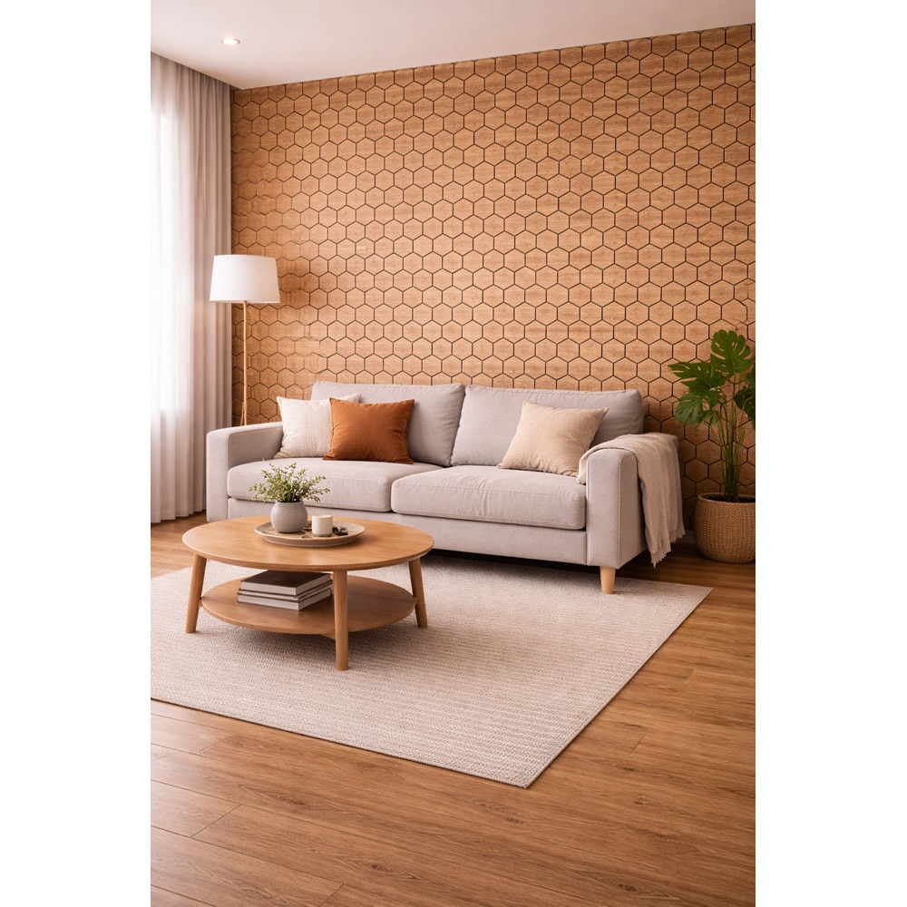 Set panou acustic VELTADOORS, 300 x 520 x 16 mm, hexagon, maro