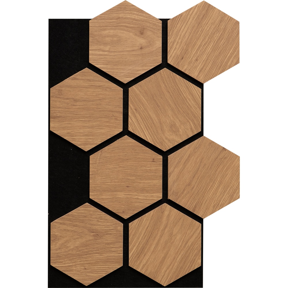 Set panou acustic VELTADOORS, 300 x 520 x 16 mm, hexagon, maro
