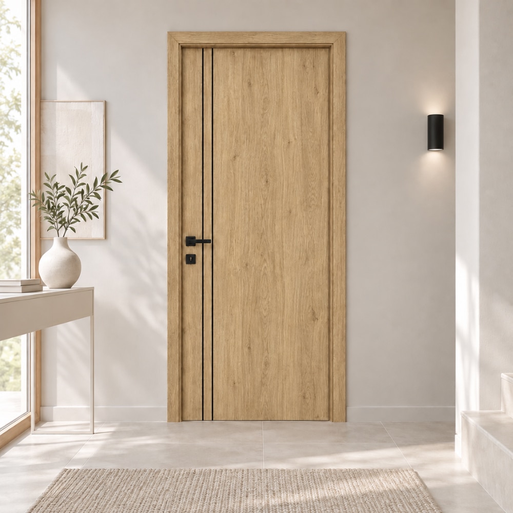 Usa interior Verto 2, fara geam, reversibila, MDF, 68 x 203 cm, stejar