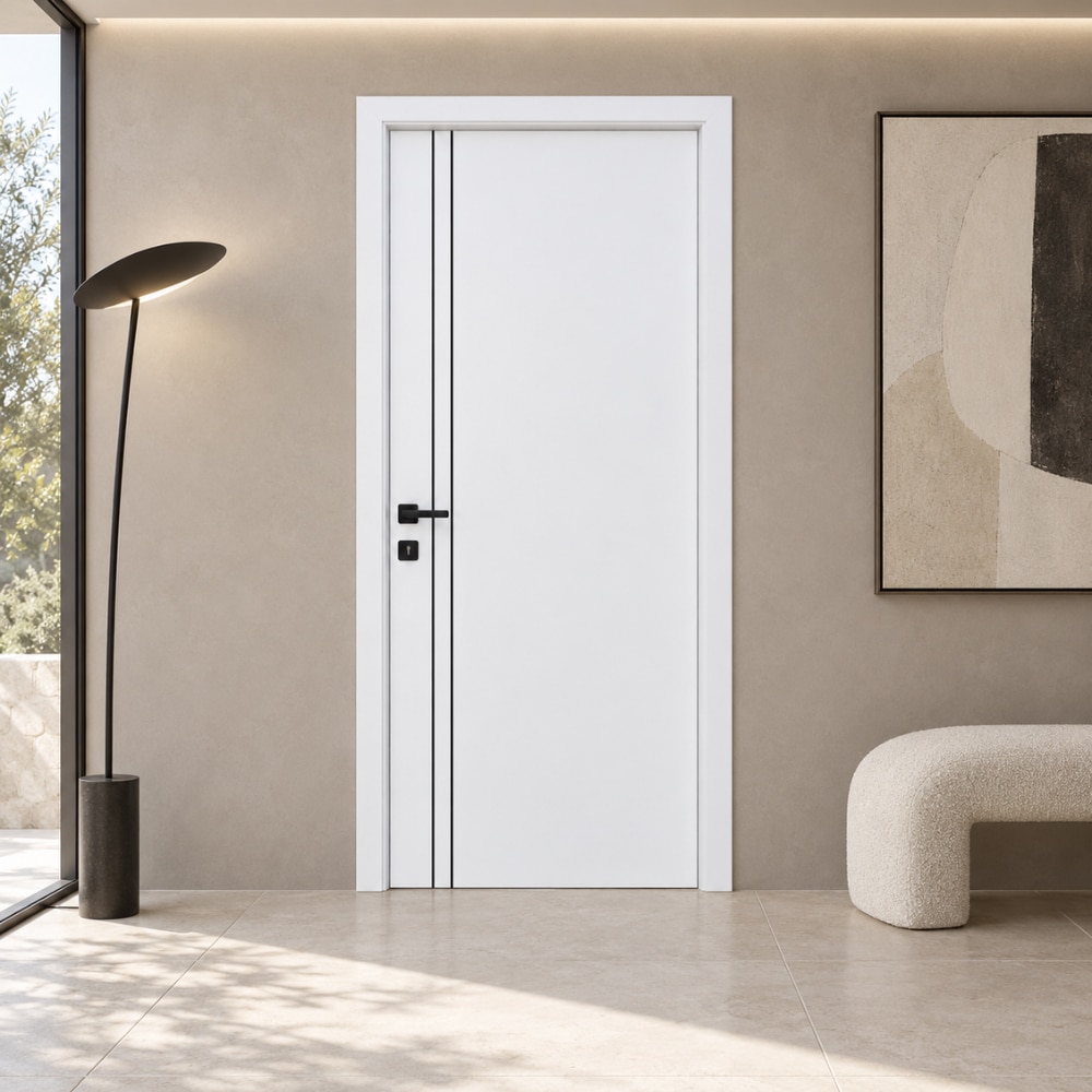 Usa interior Verto 2, fara geam, reversibila, MDF, 68 x 203 cm, alb