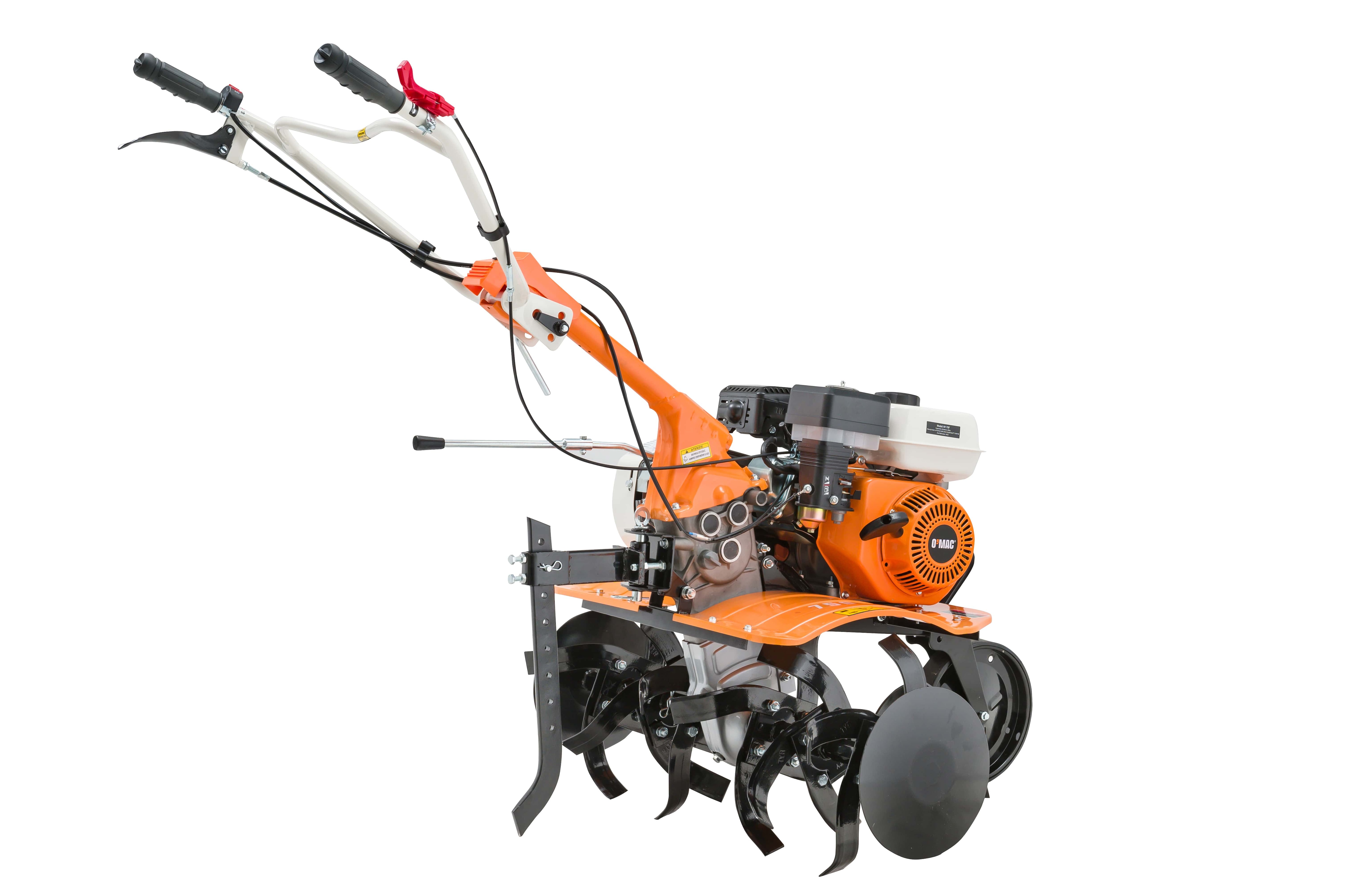Motocultor pe benzina, O'Mac, 212 CC, 7 CP, latime de lucru 50-90 cm, 4 timpi, roti cauciuc,plug si rarita