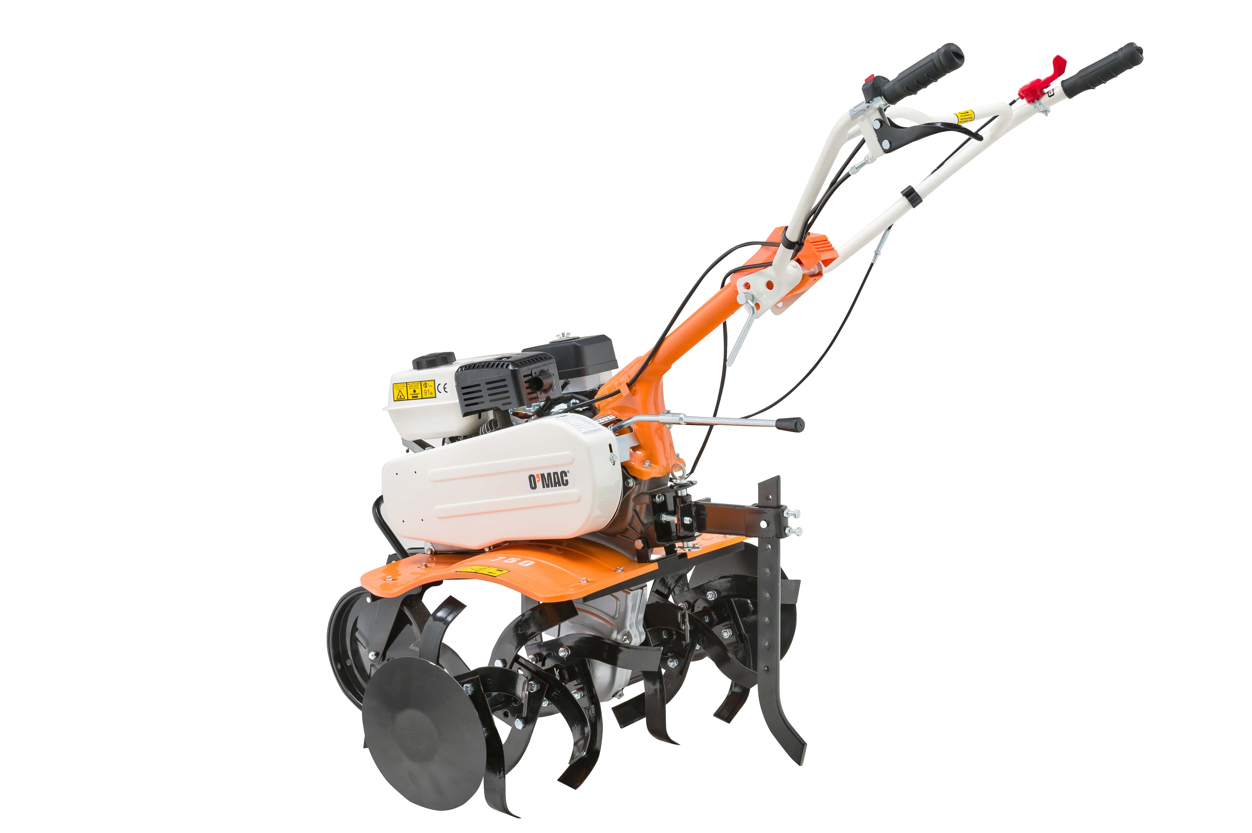 Motocultor pe benzina, O'Mac, 212 CC, 7 CP, latime de lucru 50-90 cm, 4 timpi, roti cauciuc,plug si rarita