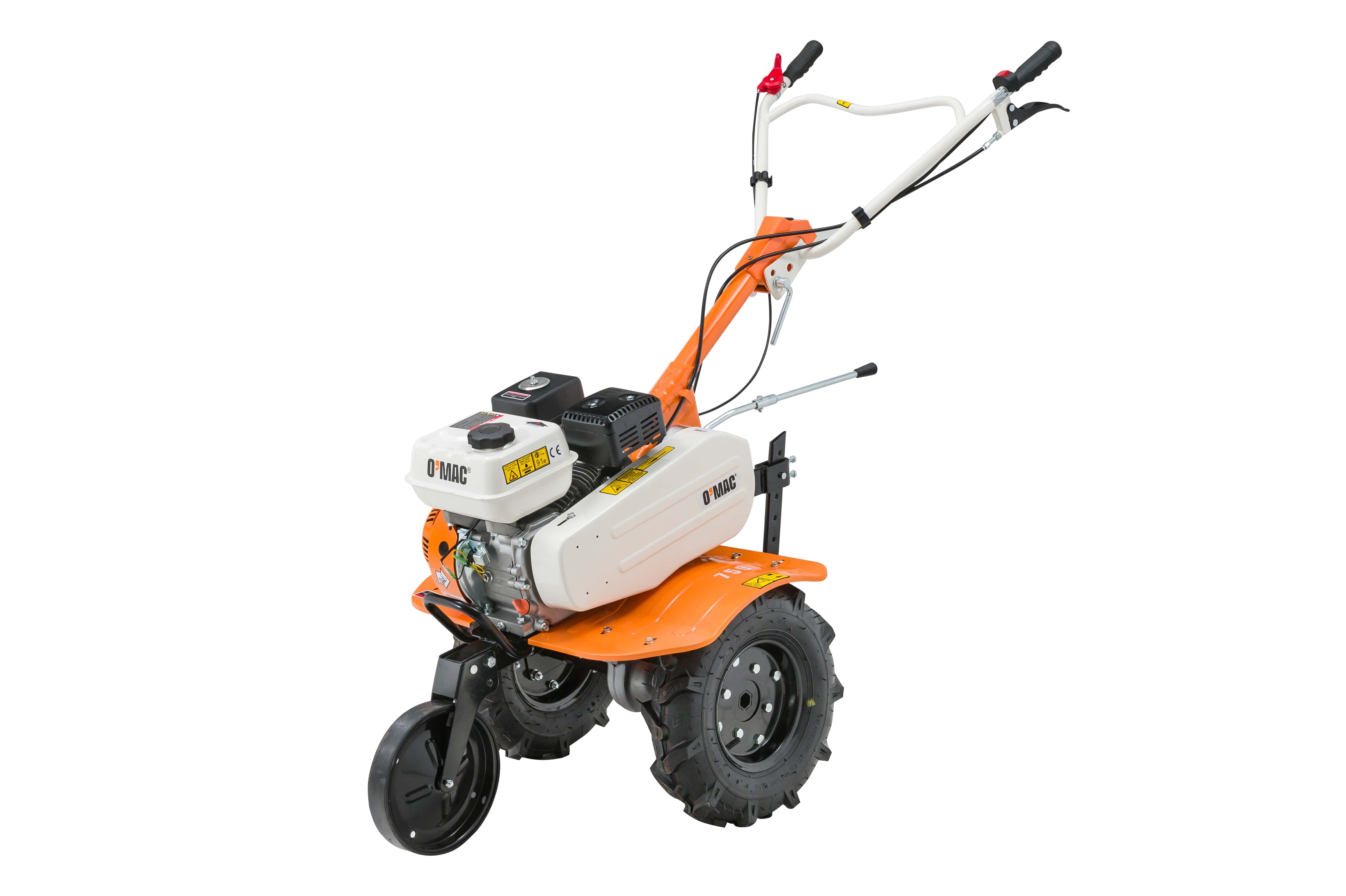 Motocultor pe benzina, O'Mac, 212 CC, 7 CP, latime de lucru 50-90 cm, 4 timpi, roti cauciuc,plug si rarita