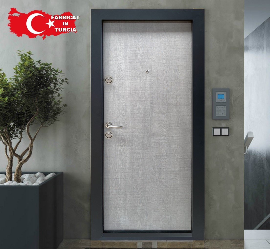 Usa de intrare pentru apartament, metalica, gri, stanga, 205 x 94 cm  Bella Casa BC 111