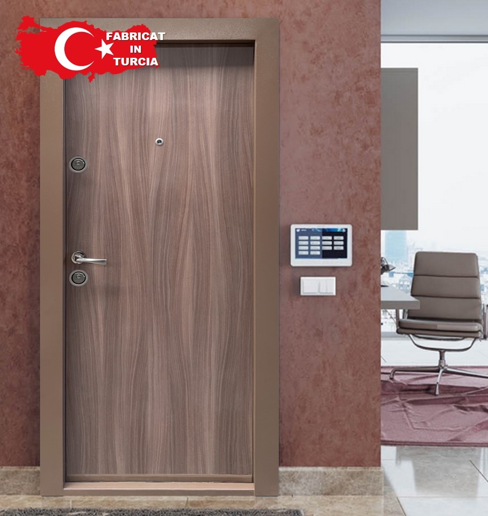 Usa de intrare pentru apartament  BC112, fara geam, stanga, metal, 77 x 194 cm, grafit