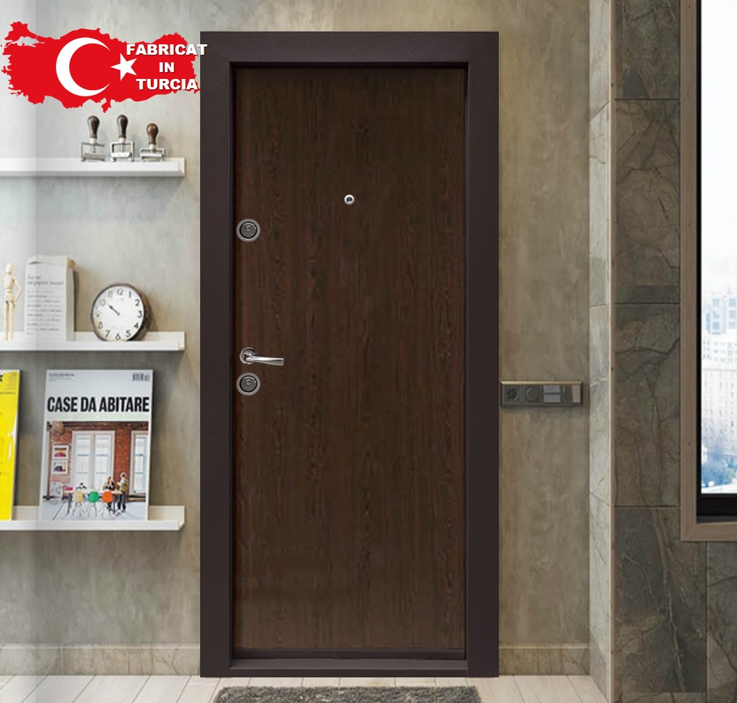 Usa de intrare pentru apartament, metalica, wenge, stanga, 205 x 94 cm  Bella Casa BC 113