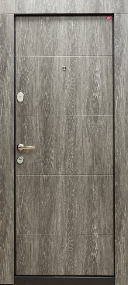 Usa de intrare pentru apartament, metalica, gri, fara geam, dreapta, 202 x 86 cm • Bella Casa BC 108