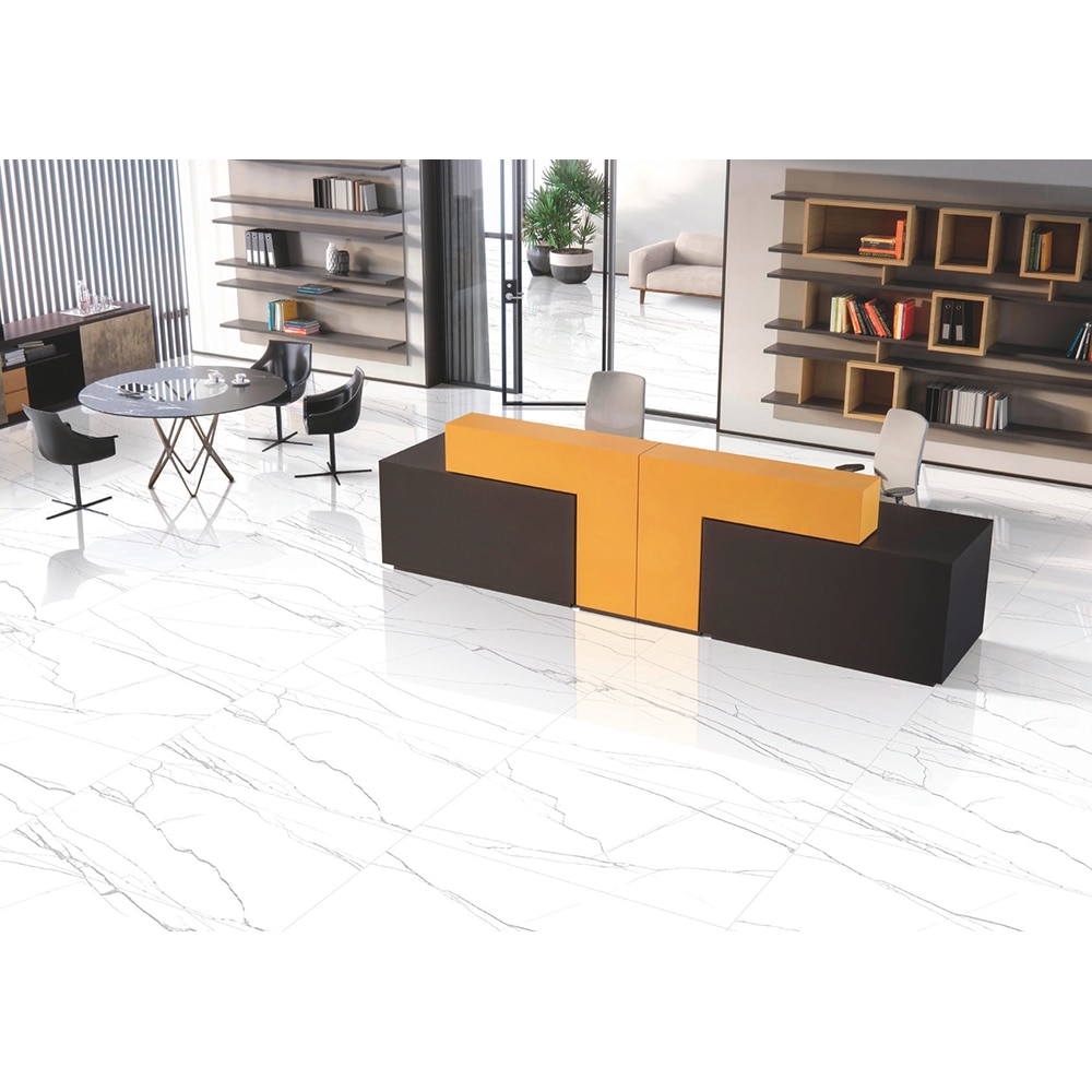 Gresie interior/exterior White Peak Silver, alb lucios, 60 x 120 cm, 9 mm, 1.44 m2/cutie