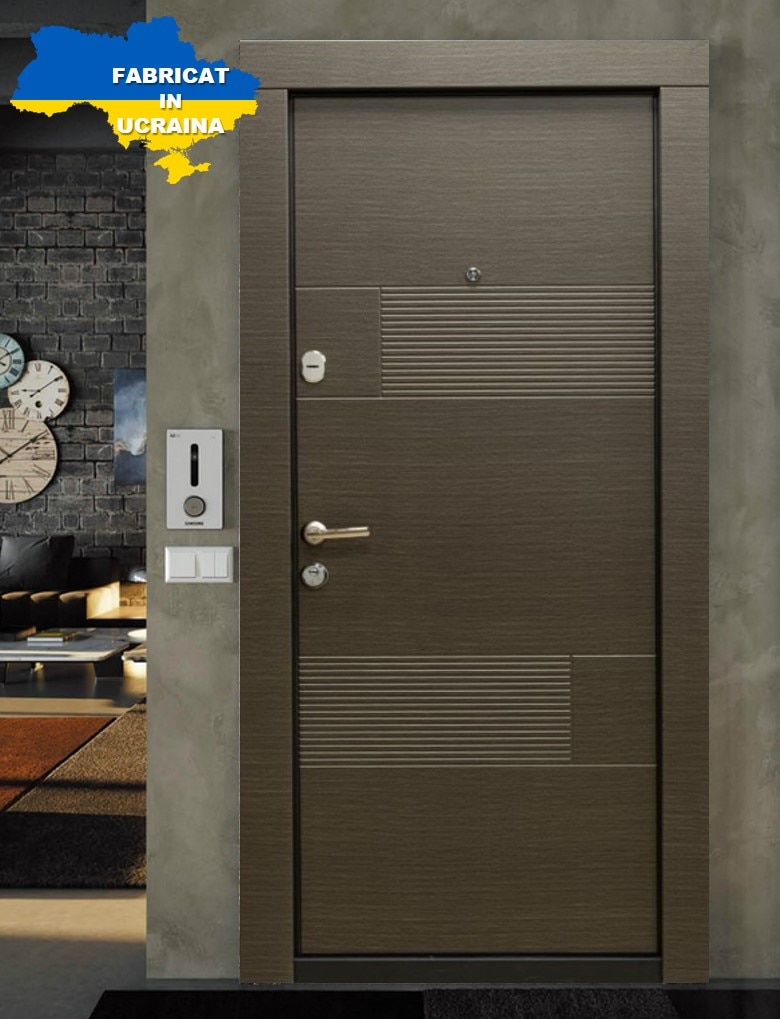 Usa de intrare pentru apartament, metalica, gri, dreapta, 202 x 86 cm  Bella Casa BC 106