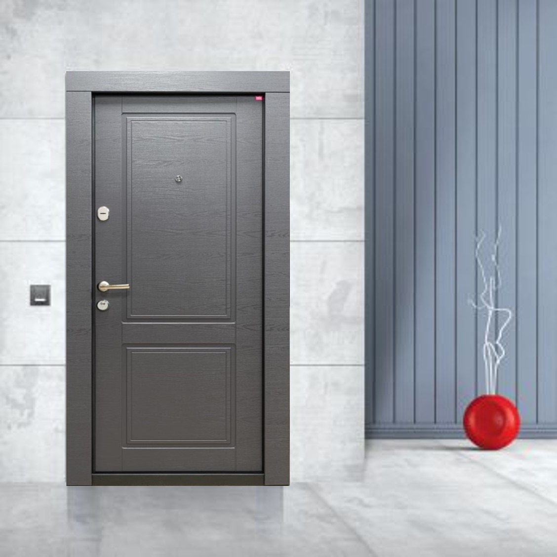 Usa de intrare pentru apartament, metalica, antracit, stanga, 202 x 86 cm  Bella Casa BC 105