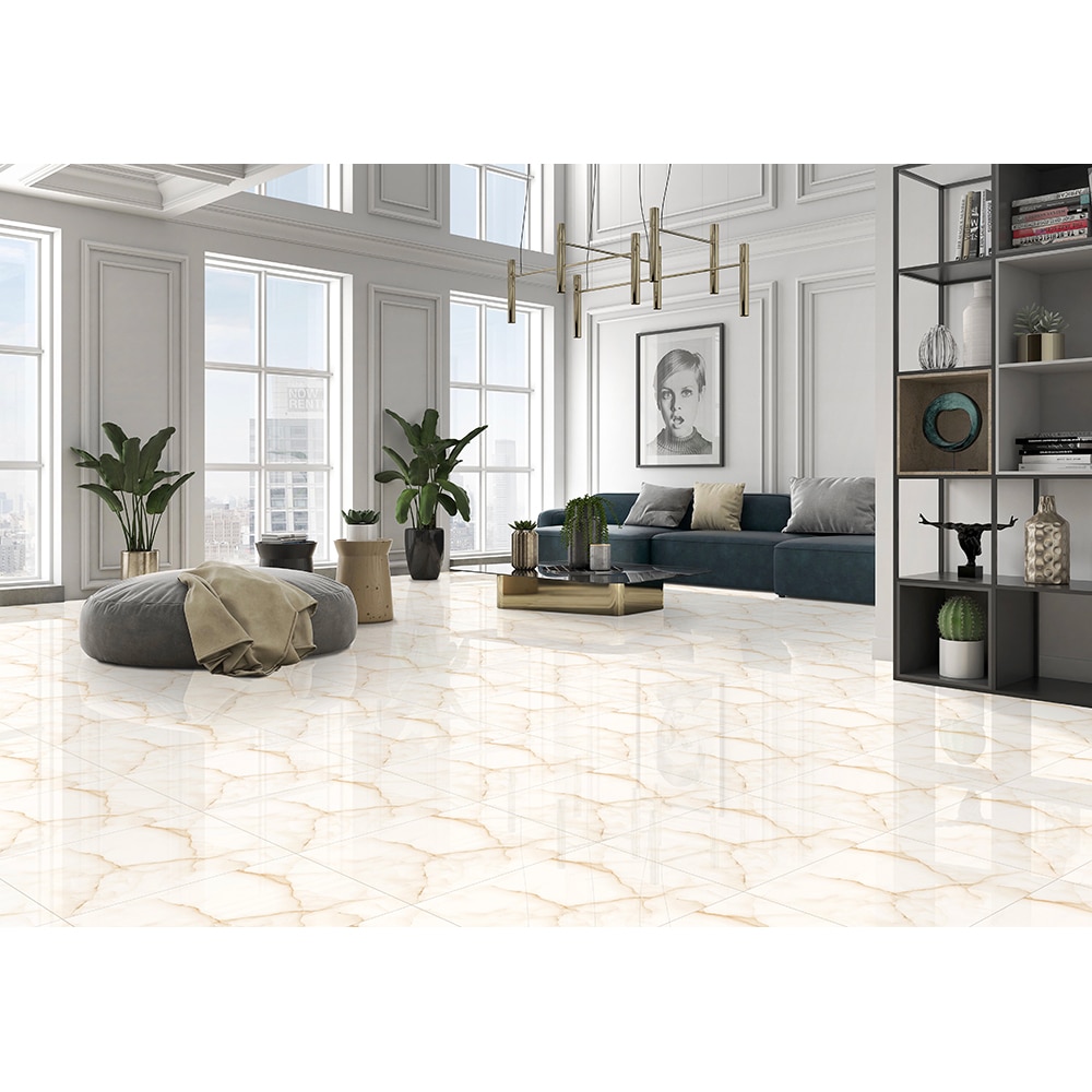 Gresie interior/exterior Atlantic Ice, alb lucios, 60 x 60 cm, 9 mm, 1.44 m2/cutie