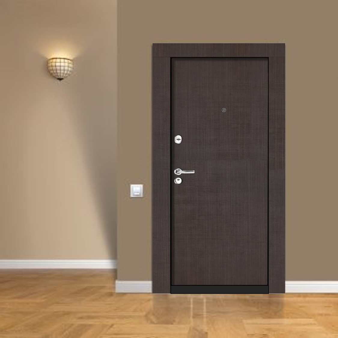 Usa de intrare pentru apartament, metalica, wenge, fara geam, dreapta, 205 x 86 cm Bella Casa