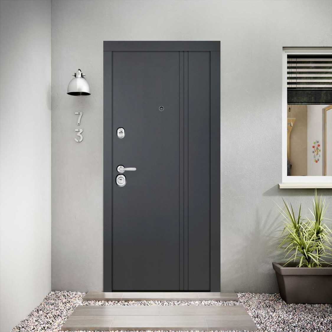 Usa de intrare pentru apartament, metalica, antracit, stanga, 202 x 89 cm  Bella Casa M 781