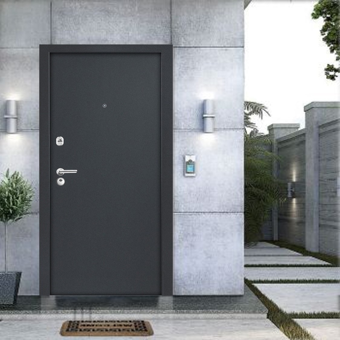 Usa de intrare pentru apartament, metalica, gri, stanga, 205 x 86 cm  Bella Casa BC 100