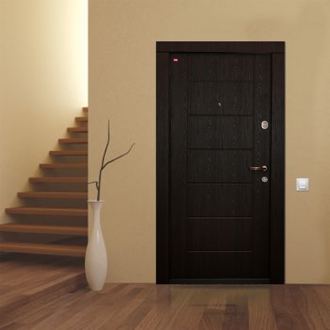 Usa de intrare pentru apartament, metalica, wenge, fara geam, dreapta, 202 x 86 cm • Bella Casa