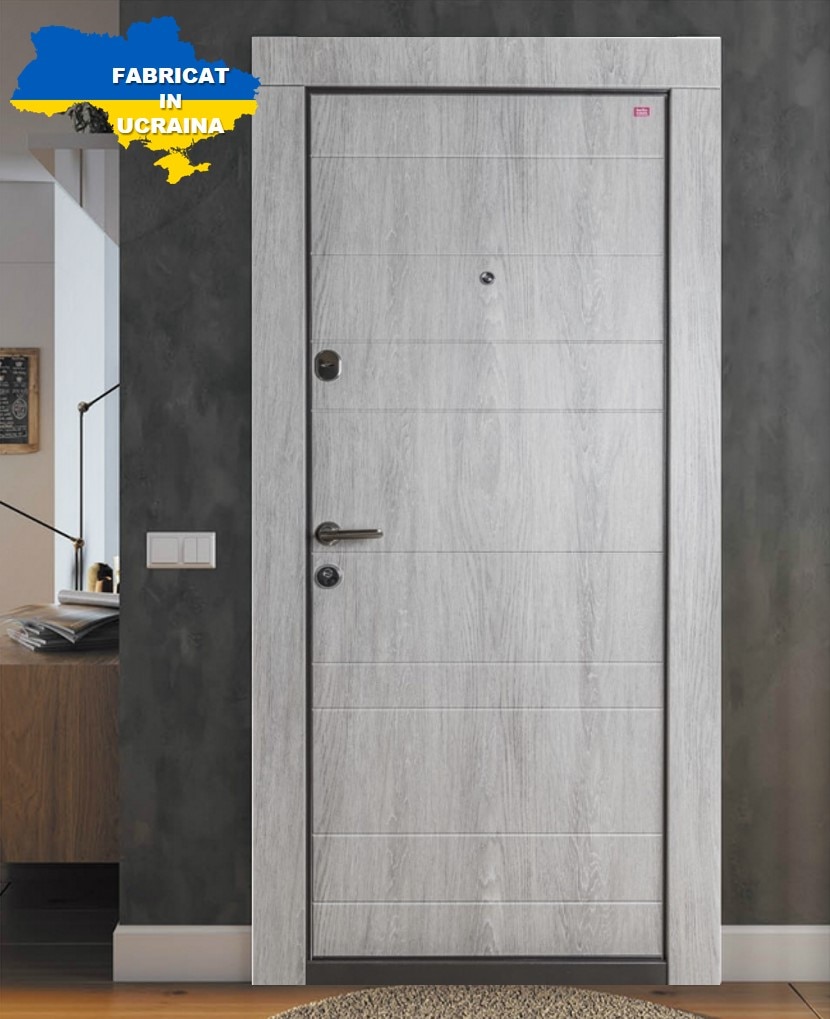 Usa de intrare pentru apartament, metalica, gri, dreapta, 202 x 86 cm  Bella Casa BC 102