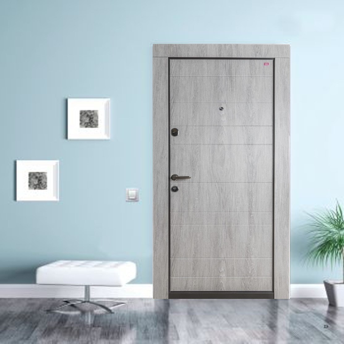 Usa de intrare pentru apartament, metalica, gri, stanga, 202 x 86 cm  Bella Casa BC 102