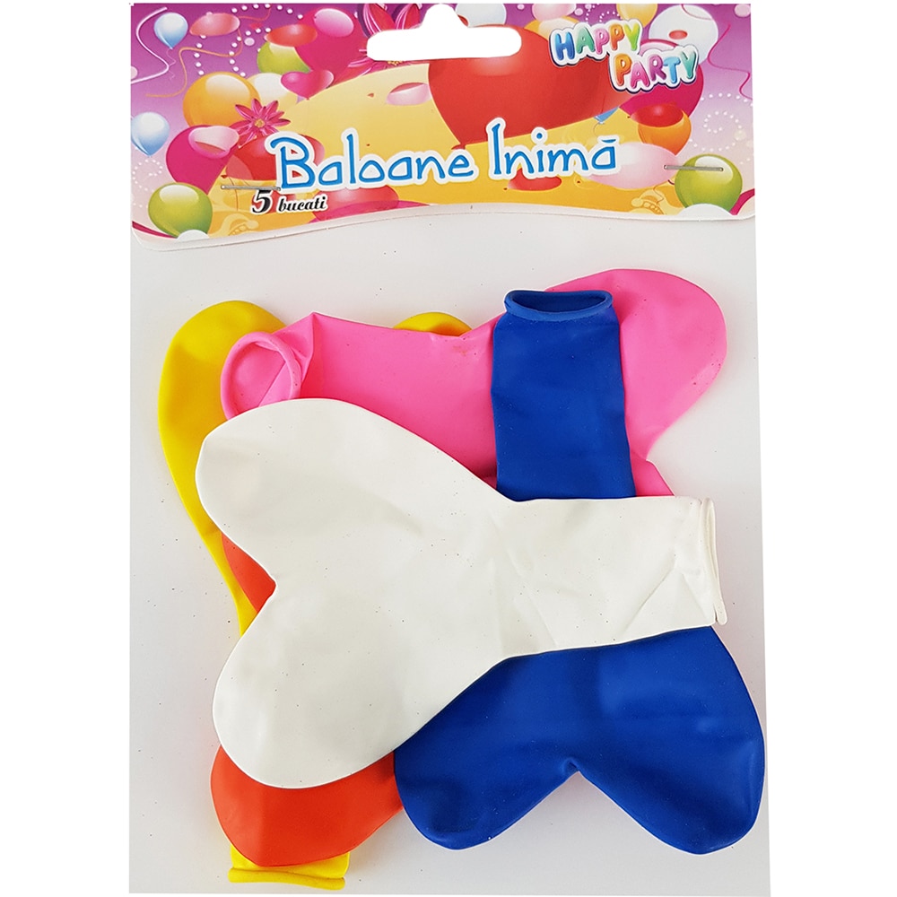 Baloane inima, latex, multicolor, 5 buc