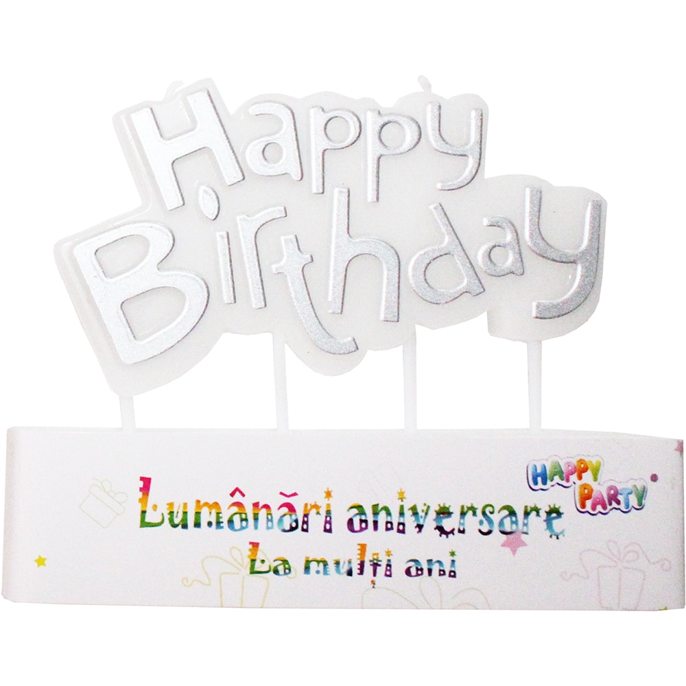 Lumanari aniversare "La multi ani", alb, 1 buc
