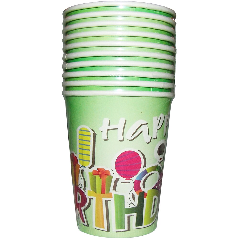 Set pahare Party, carton, 250 ml, 7.5 x 9.2 x 5.5 cm, multicolor, 10 buc