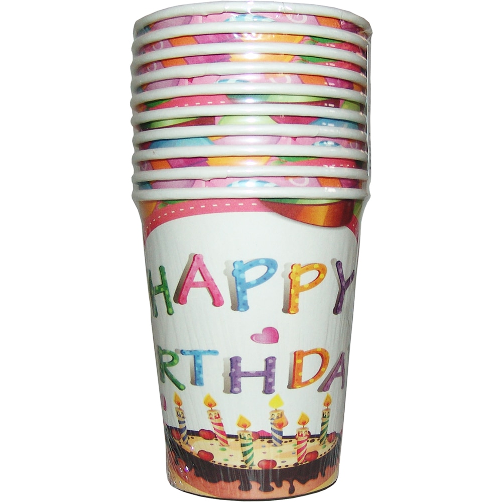Set pahare Party, carton, 250 ml, 7.5 x 9.2 x 5.5 cm, multicolor, 10 buc