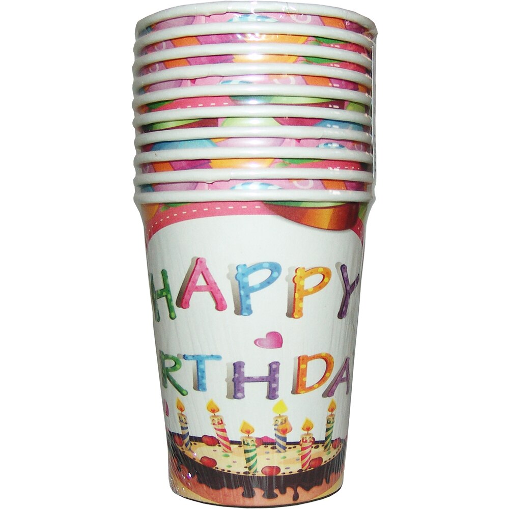 Set pahare Party, carton, 250 ml, 7.5 x 9.2 x 5.5 cm, multicolor, 10 buc